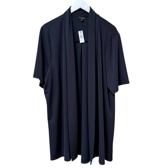 TALBOTS Slinky Cardigan Plus Size 2X Navy Blue Open Front Stretch Jersey NWT - Picture 1 of 10